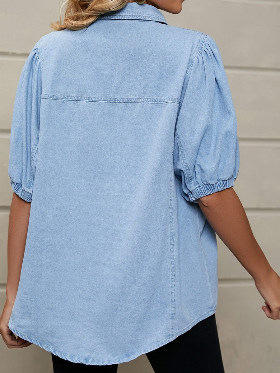 Women's Stretch Princess Sleeve Denim Shirt