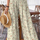 Women's Elegant Simple Floral Pattern Cotton and Linen Pants