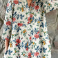 Women's Elegant Floral Pattern Shirt Style Cotton and Linen Dress