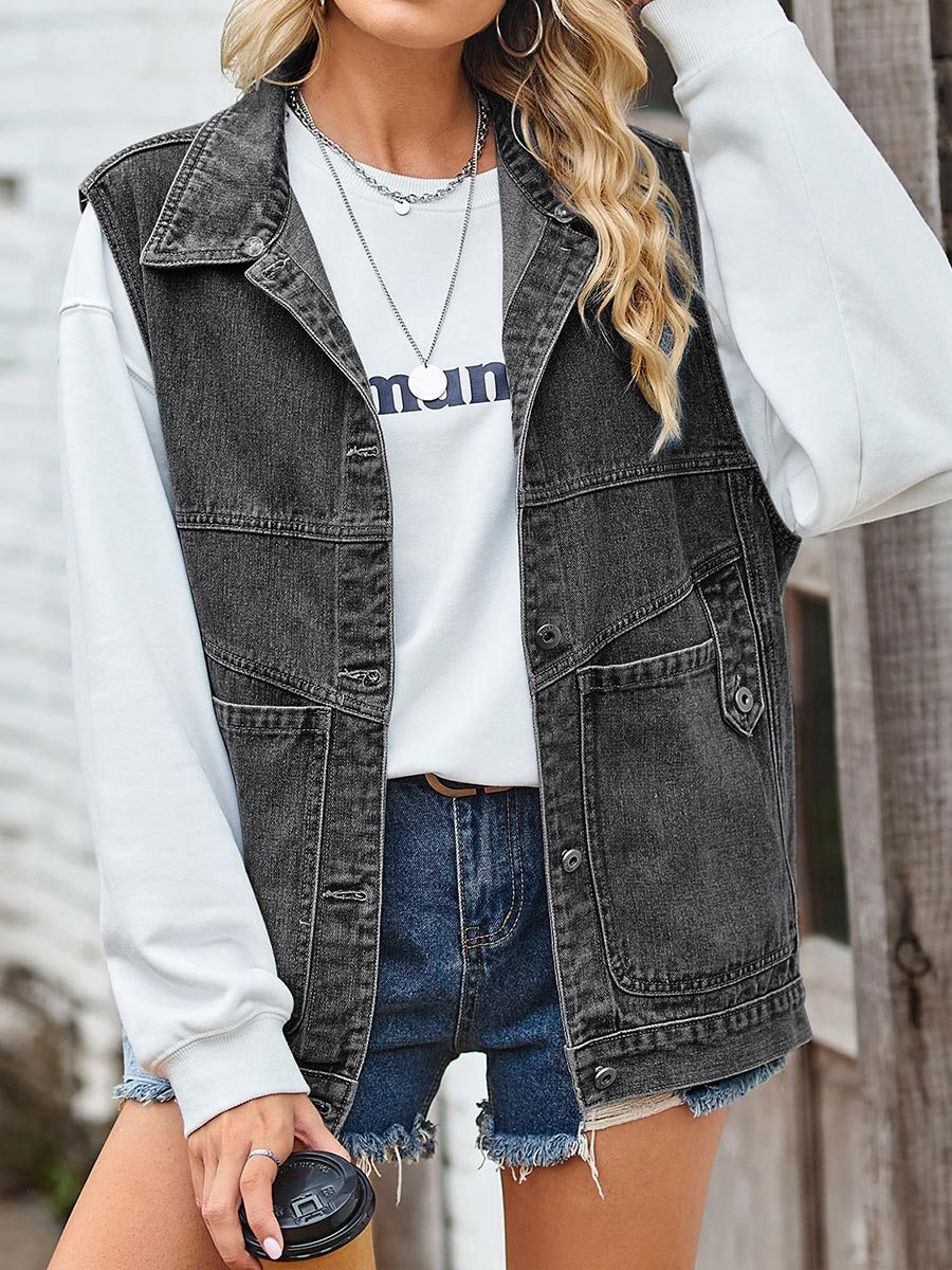 Women's Loose Denim Vest