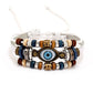 Pull-Adjustable Beaded Eyes Leather Bracelet