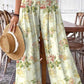 Women's Rose Floral Print Wide Leg Pants