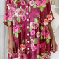 Women's Elegant Rose Floral Pattern V-Neck Cardigan Cotton and Linen Dress