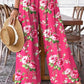 Women's Rose Floral Pattern Cotton and Linen Pants