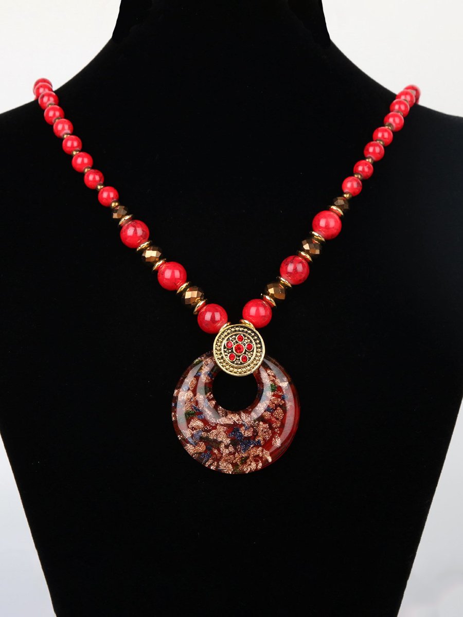 Retro Ethnic Style Glass Necklace