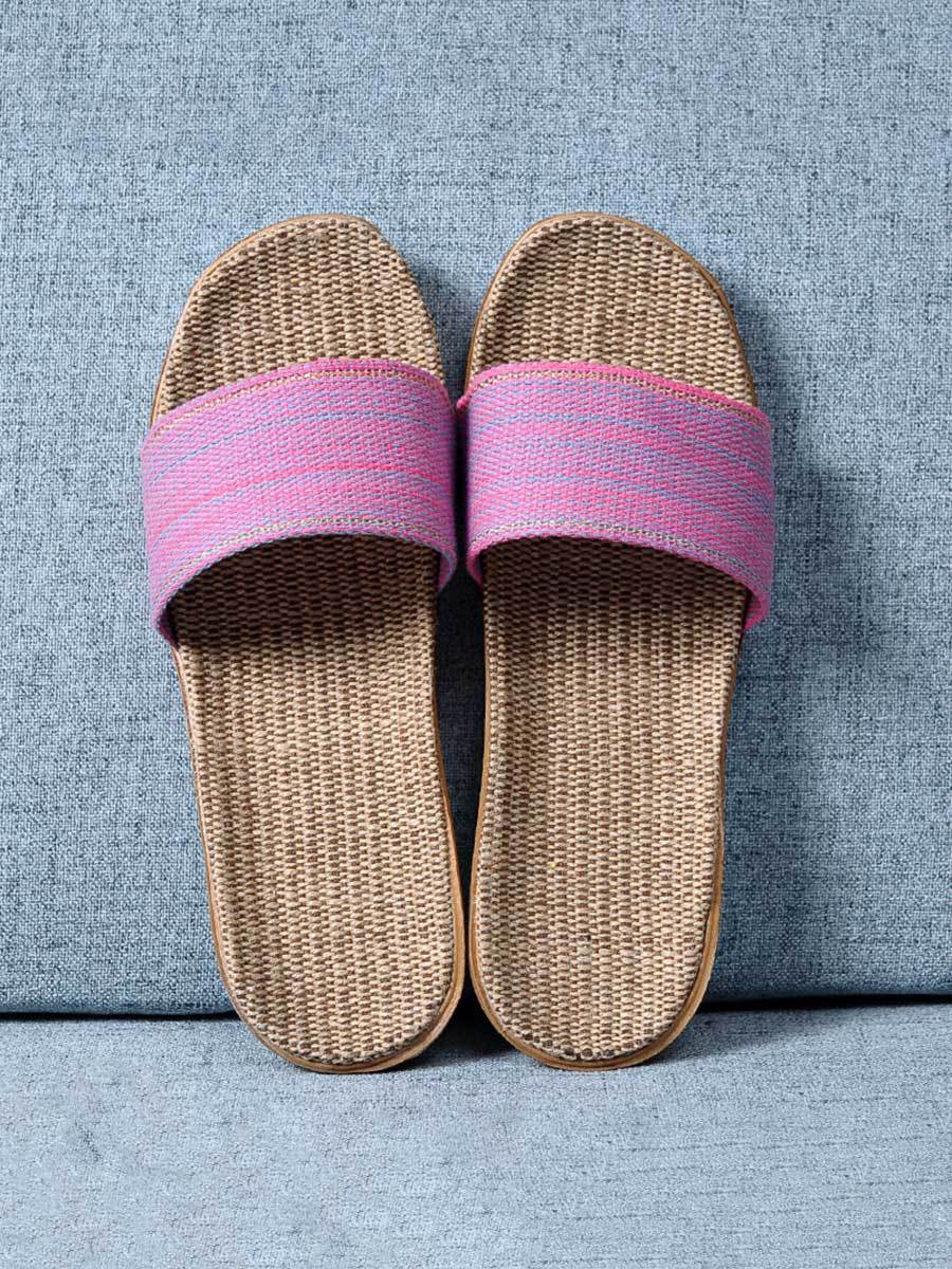 Women's Linen Thick Sole Anti-Slip Home Slippers