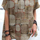 Women's Retro Art Geometric Pattern Printed Linen Top