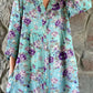 Women's Elegant Floral Pattern Shirt Style Cotton and Linen Dress