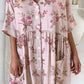 Women's Elegant Rose Floral Print Cotton and Linen Dress