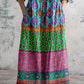 Women's Ethnic Floral Geometric Pattern V-neck Cotton Dress