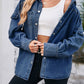 Women's Distressed Snap Button Long Sleeve Denim Shirt