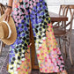 Women's Summer Floral Print Pattern Cotton Wide Leg Pants