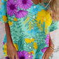 Women's Summer Resort Style Floral Pattern Shirt Style Cotton and Linen Top