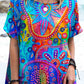 Women's Artistic Colorful Geometric Pattern Linen Top