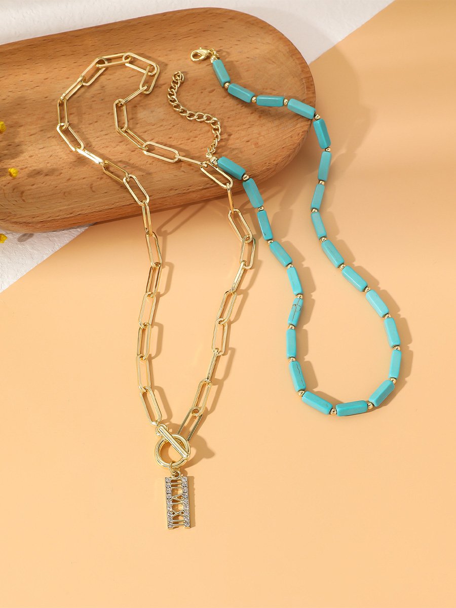 Retro Turquoise Jewelry Bohemian Ethnic Style Turquoise Necklace For Women