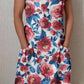 Women's Independence Day Tricolor Floral Pattern Cotton and Linen Dress