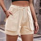 Women's Elastic Waist Cargo Denim Casual Shorts