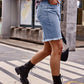 Versatile Raw Edge Straight Denim Casual Shorts