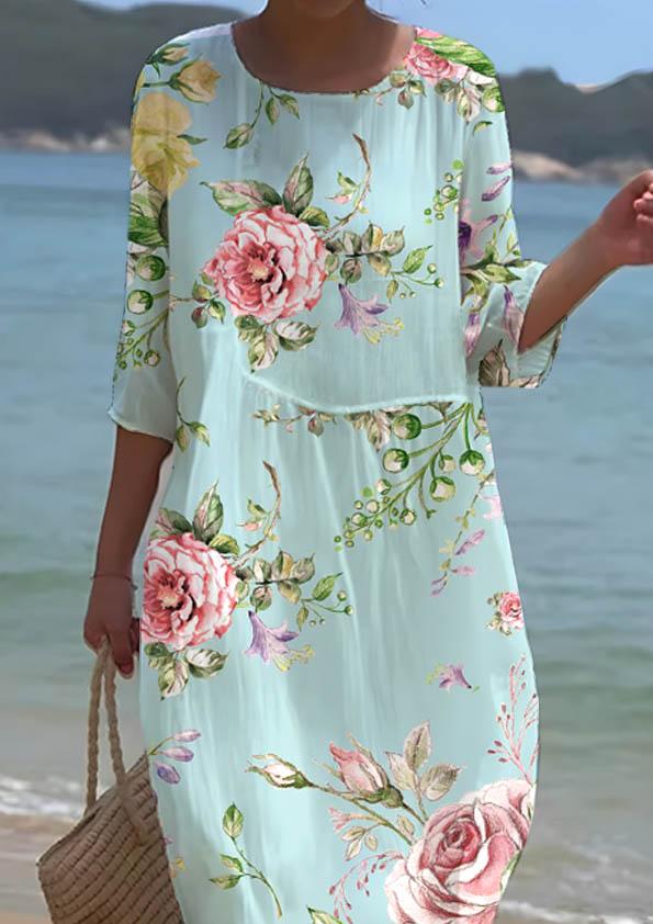 Women's Irregular Floral Pattern Resort Style Dress