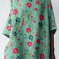 Women's Elegant Rose Floral Pattern Cotton and Linen Top