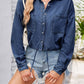 Women's Distressed Lace Up Denim Shirt