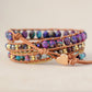 Vintage Imperial Stone Leather Rope Wrapped Multi-Layer Bracelet