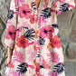 Women's Tropical Floral Shirt Style Cotton and Linen Dress