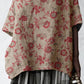 Women's Elegant Floral Pattern Cotton and Linen Top