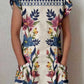 Women's Art Geometric Floral Pattern Round Neck Cotton and Linen Dress