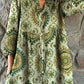 Women's Boho Pattern Shirt Style Cotton and Linen Dress