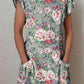 Women's Elegant Floral Cotton and Linen Dress