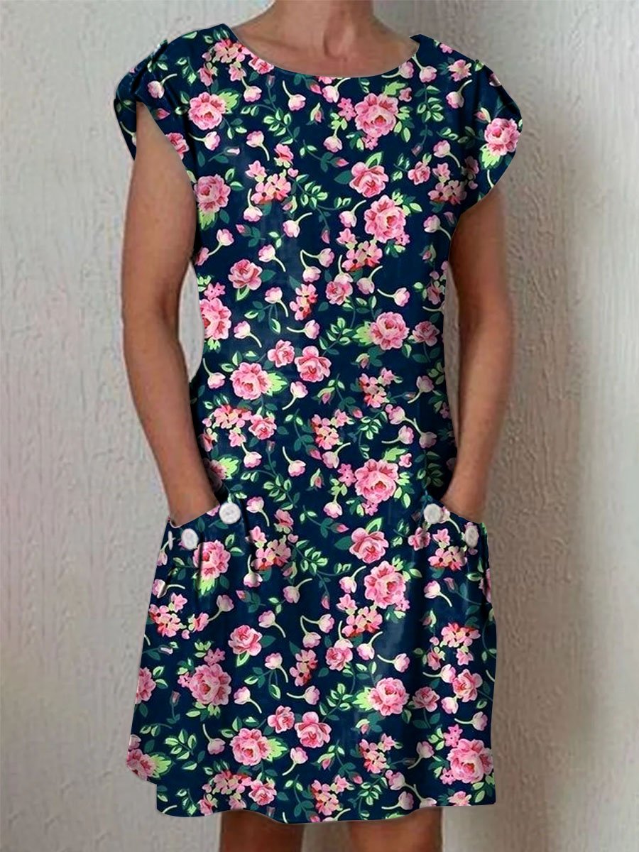 Women's Floral Art Casual Cotton Dress