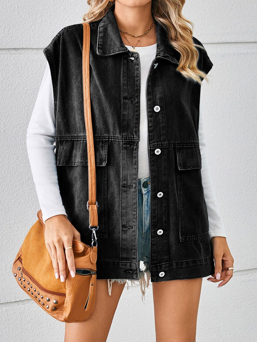 Women's Patch Pocket Denim Vest