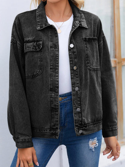 Women's Vintage Distressed Denim Jacket Top