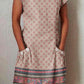 Women's Art Geometric Floral Pattern Cotton and Linen Dress with Pockets