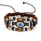 Pull-Adjustable Beaded Eyes Leather Bracelet