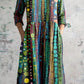 Women's Vintage Bohemian Pattern V Neck Dress with Pockets