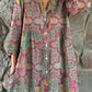 Women's Colorful Retro Elegant Bohemian Geometric Pattern Cotton and Linen Shirt Dress