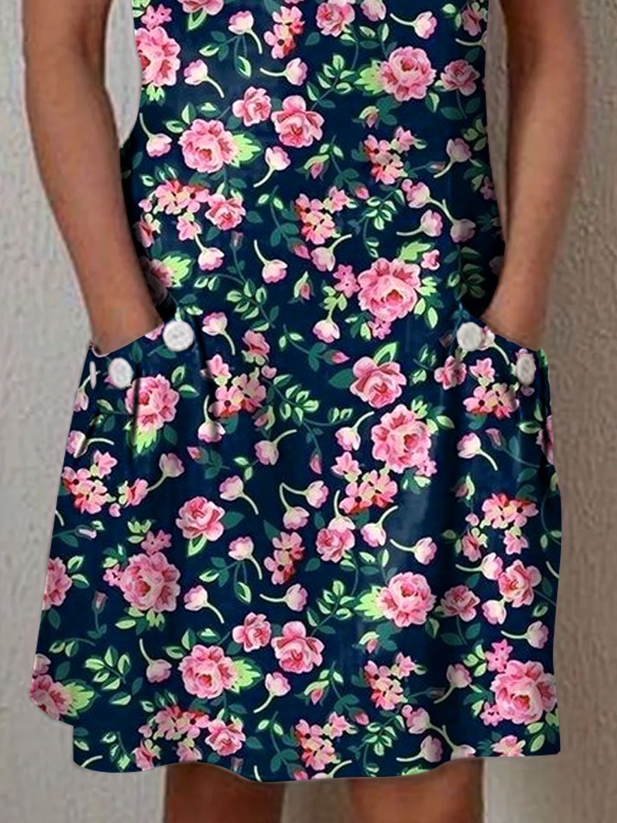 Women's Floral Art Casual Cotton Dress