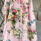 Women's Elegant  Rose Floral Pattern Shirt Style Cotton and Linen Dress