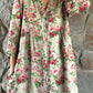 Women's Elegant Pastoral Floral Cotton and Linen Dress