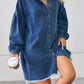 Women's Loose Denim Long Sleeve Raw Edge Dress