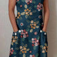 Women's Elegant Floral Cotton and Linen Dress