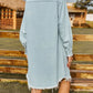 Women's Retro Washed Denim Loose Casual Long-Sleeved Raw Edge Dress