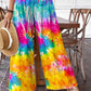 Women's Rainbow Tie Dye Print Graphic Cotton Wide Leg Pants