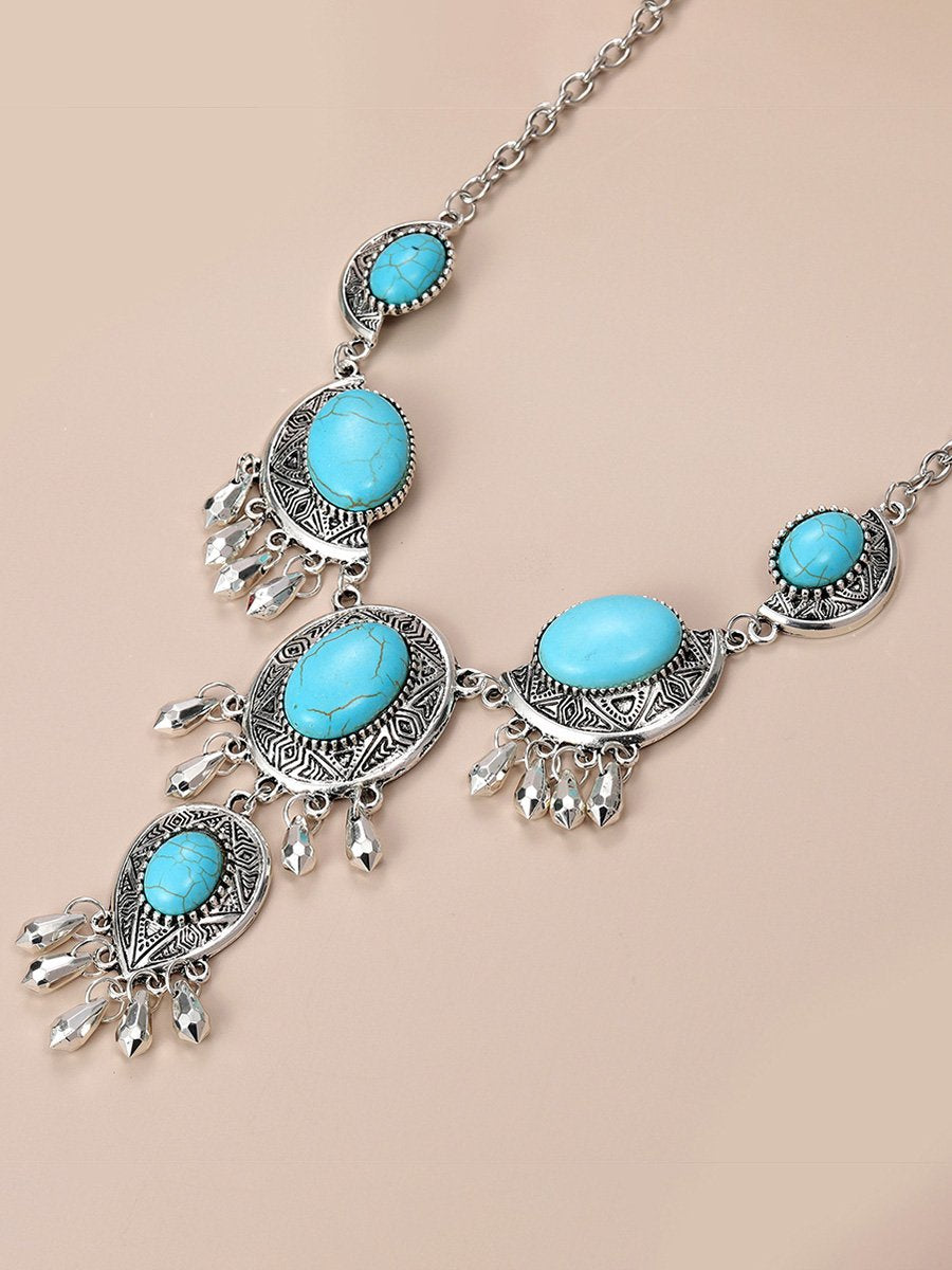 Women's Bohemian Ethnic Style Turquoise Couple Necklace