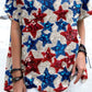 Women's Independence Day Star Print Pattern Cotton and Linen Top