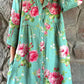 Women's Rose Floral Pattern Shirt Style Cotton and Linen Dress