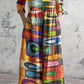 Women's Retro Elegant Art Geometric Pattern Cotton and Linen Dress with Pockets