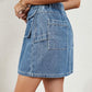 Women's Distressed Elastic Waist Denim Skirt